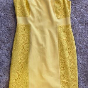 Adrianna Papell Yellow Lace Mini Dress